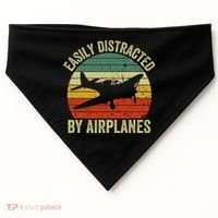 Easily Distracted By Airplanes Lover Pilot Funny Aviation USA-Made Doggie Bandana thumb 0