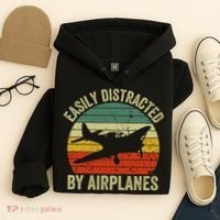Easily Distracted By Airplanes Lover Pilot Funny Aviation Hoodie thumb 4