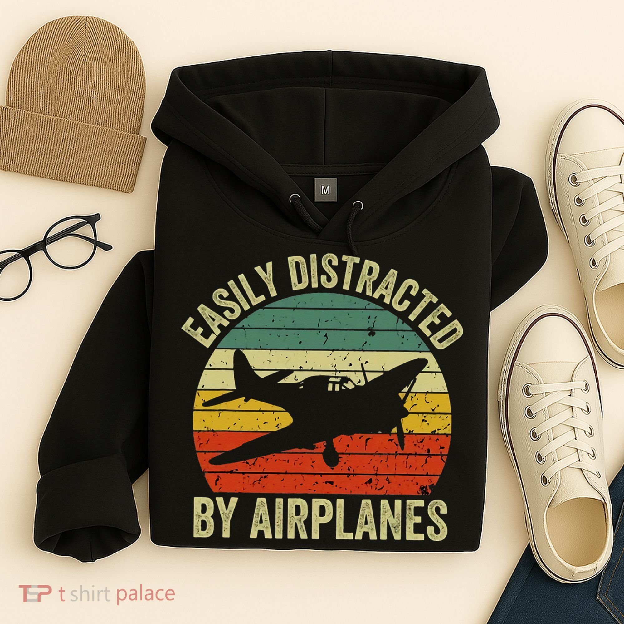 Easily Distracted By Airplanes Lover Pilot Funny Aviation Hoodie