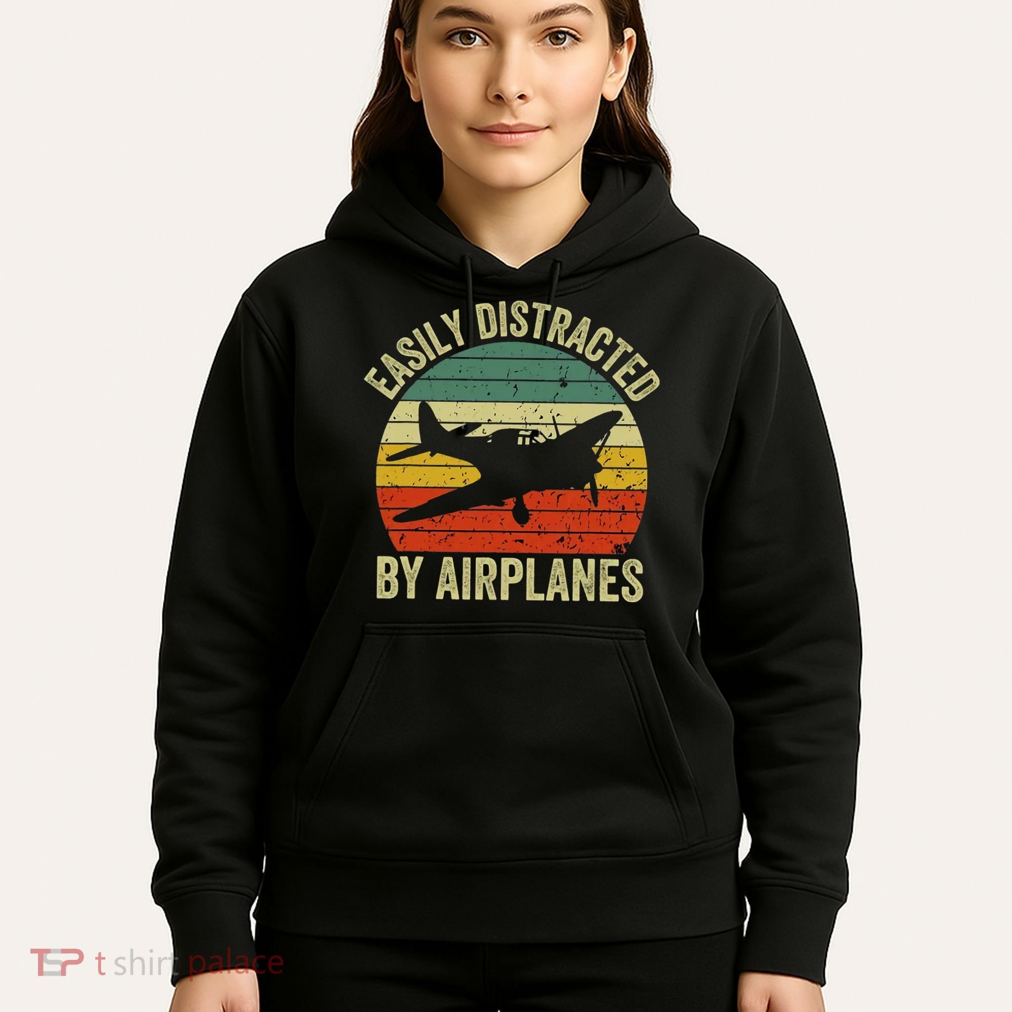 Easily Distracted By Airplanes Lover Pilot Funny Aviation Hoodie