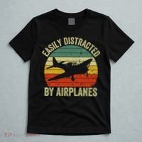 Easily Distracted By Airplanes Lover Pilot Funny Aviation T-Shirt thumb 5