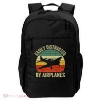 Easily Distracted By Airplanes Lover Pilot Funny Aviation Backpack thumb 0