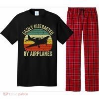 Easily Distracted By Airplanes Lover Pilot Funny Aviation Pajama Set thumb 0