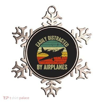 Easily Distracted By Airplanes Lover Pilot Funny Aviation Ornament