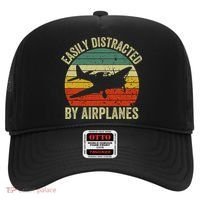 Easily Distracted By Airplanes Lover Pilot Funny Aviation Hat thumb 0