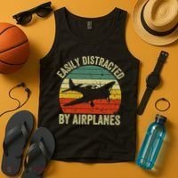 Easily Distracted By Airplanes Lover Pilot Funny Aviation Tank Top thumb 4