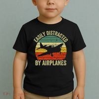 Easily Distracted By Airplanes Lover Pilot Funny Aviation Toddler T-Shirt thumb 2