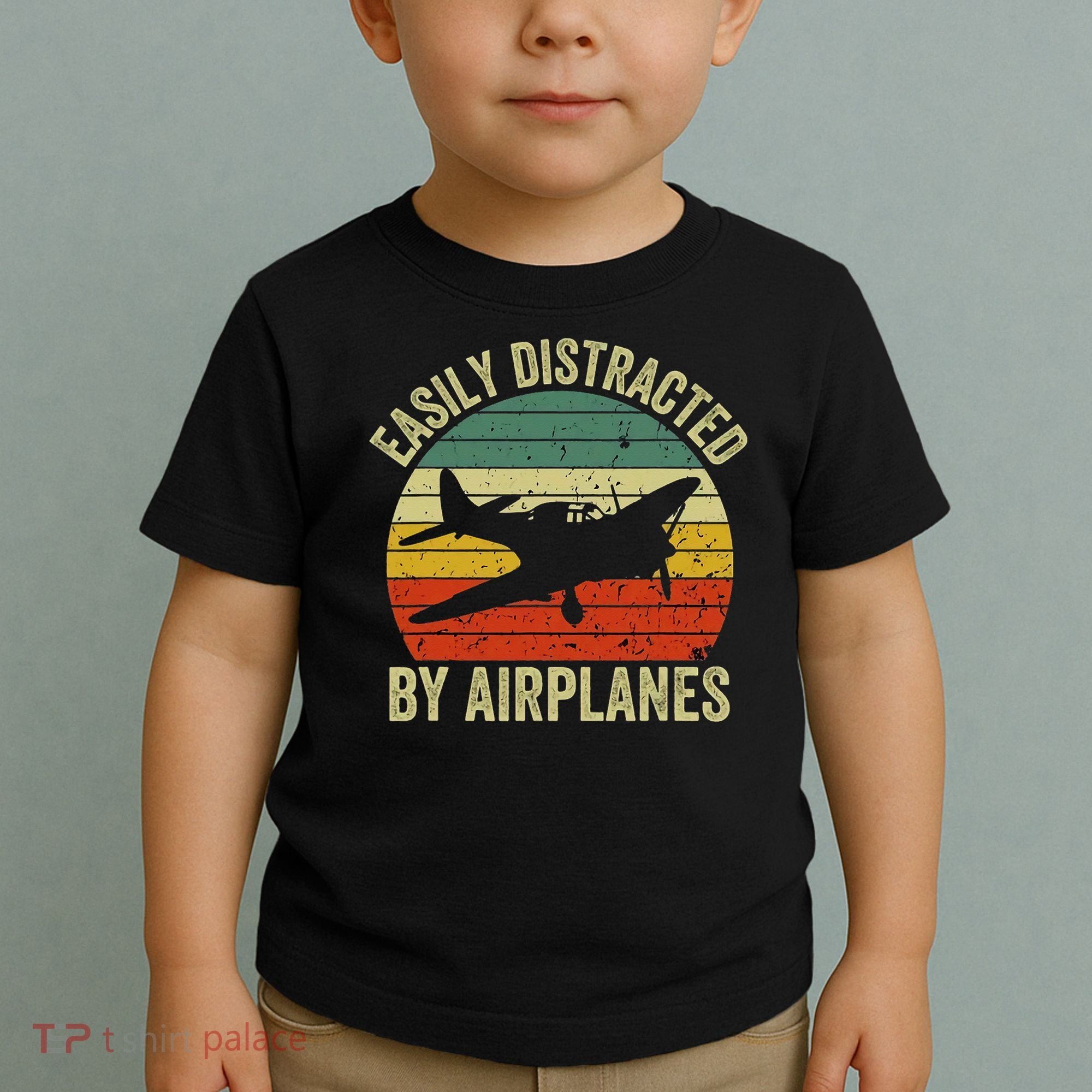 Easily Distracted By Airplanes Lover Pilot Funny Aviation Toddler T-Shirt