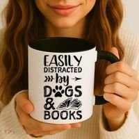 Easily Distracted By Dogs And Books Funny Gift Dog Mom Cool Gift Coffee Mug thumb 3