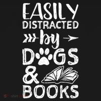 Easily Distracted By Dogs And Books Funny Gift Dog Mom Cool Gift Women's Hoodie thumb 2