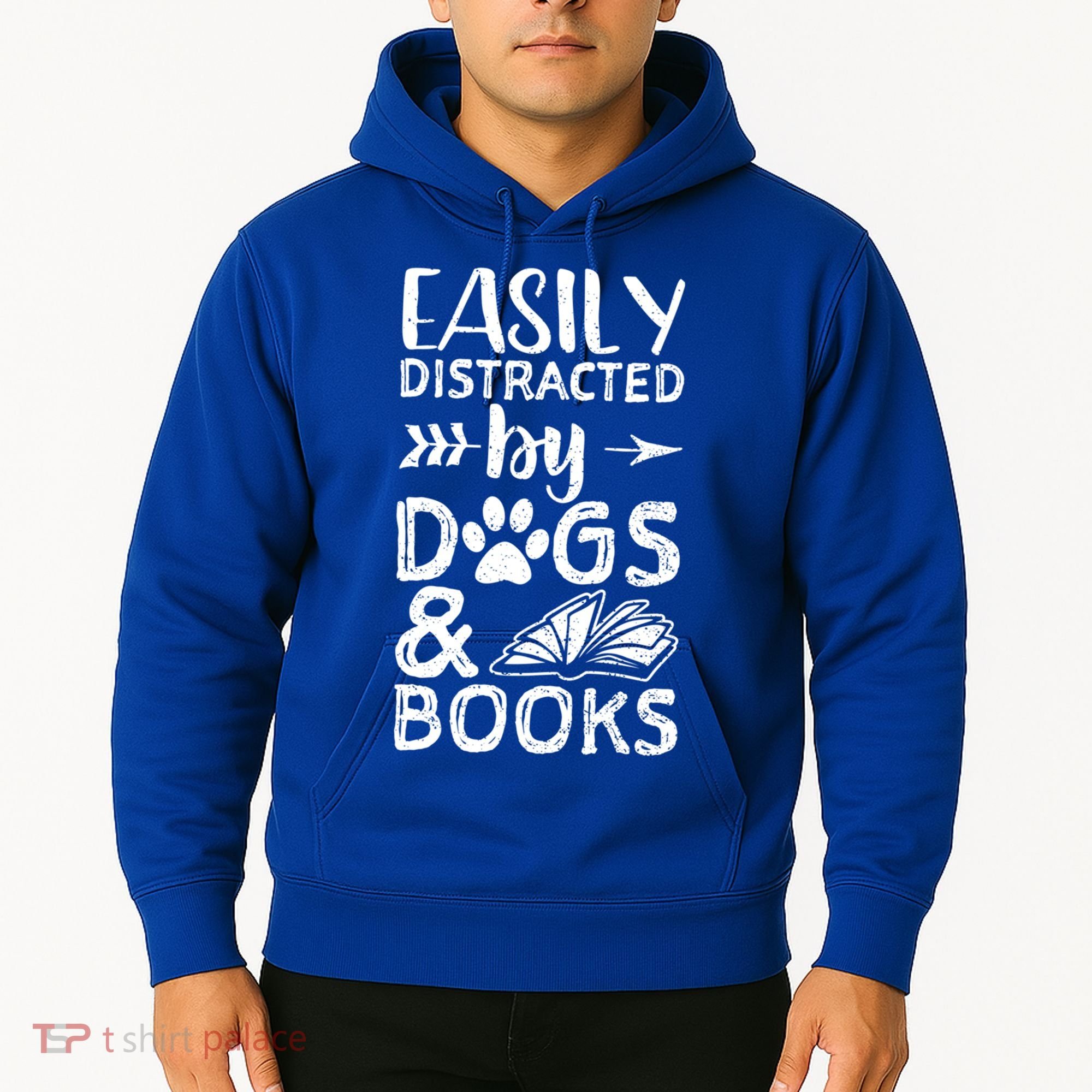 Easily Distracted By Dogs And Books Funny Gift Dog Mom Cool Gift Hoodie