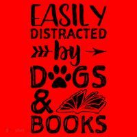 Easily Distracted By Dogs And Books Funny Gift Dog Mom Cool Gift Santa Hat thumb 1