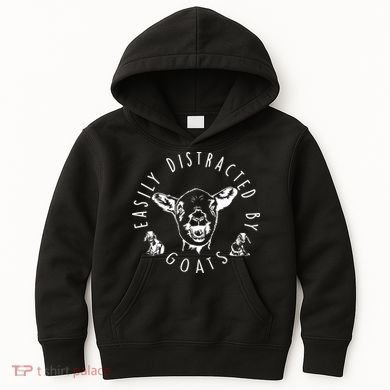 Easily Distracted By Goats Kids Hoodie