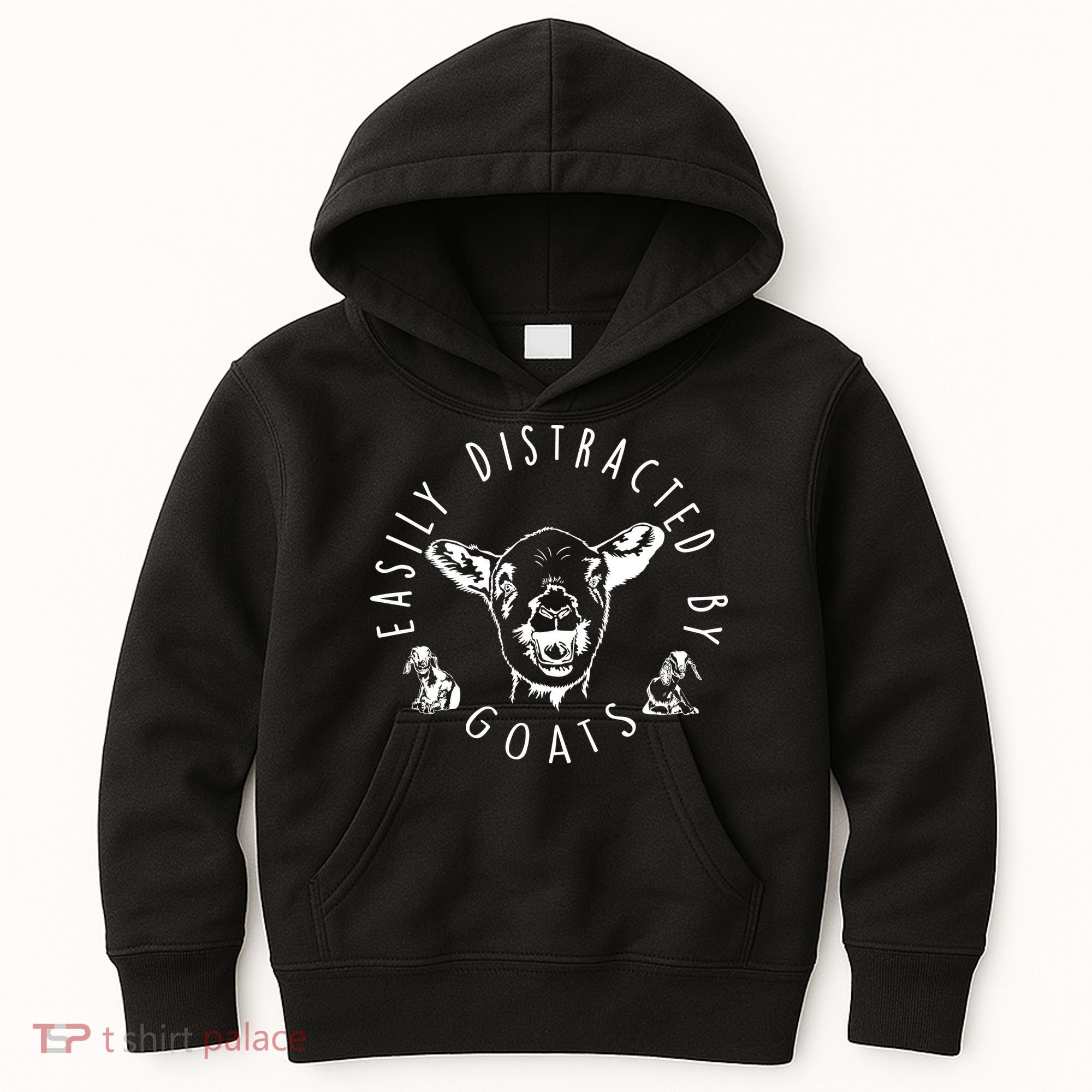 Easily Distracted By Goats Kids Hoodie