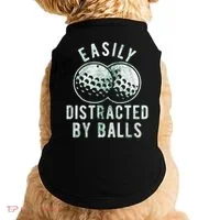 Easily Distracted By Balls Golf Funny Doggie Tank thumb 0