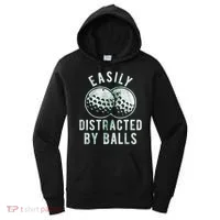 Easily Distracted By Balls Golf Funny Women's Hoodie thumb 0