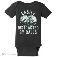 Easily Distracted By Balls Golf Funny Baby Bodysuit thumb 0