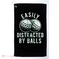 Easily Distracted By Balls Golf Funny Golf Towel thumb 0