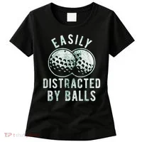 Easily Distracted By Balls Golf Funny Women's T-Shirt thumb 0