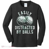 Easily Distracted By Balls Golf Funny Kids Long Sleeve Shirt thumb 0