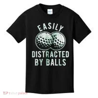 Easily Distracted By Balls Golf Funny Kids T-Shirt thumb 0