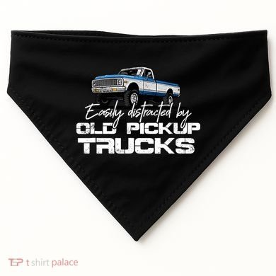 Easily Distracted By Old Pickup Trucks For Retro USA-Made Doggie Bandana