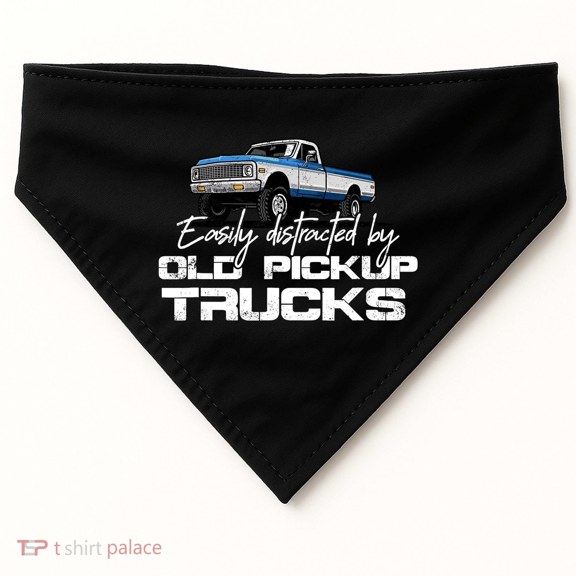 Easily Distracted By Old Pickup Trucks For Retro USA-Made Doggie Bandana