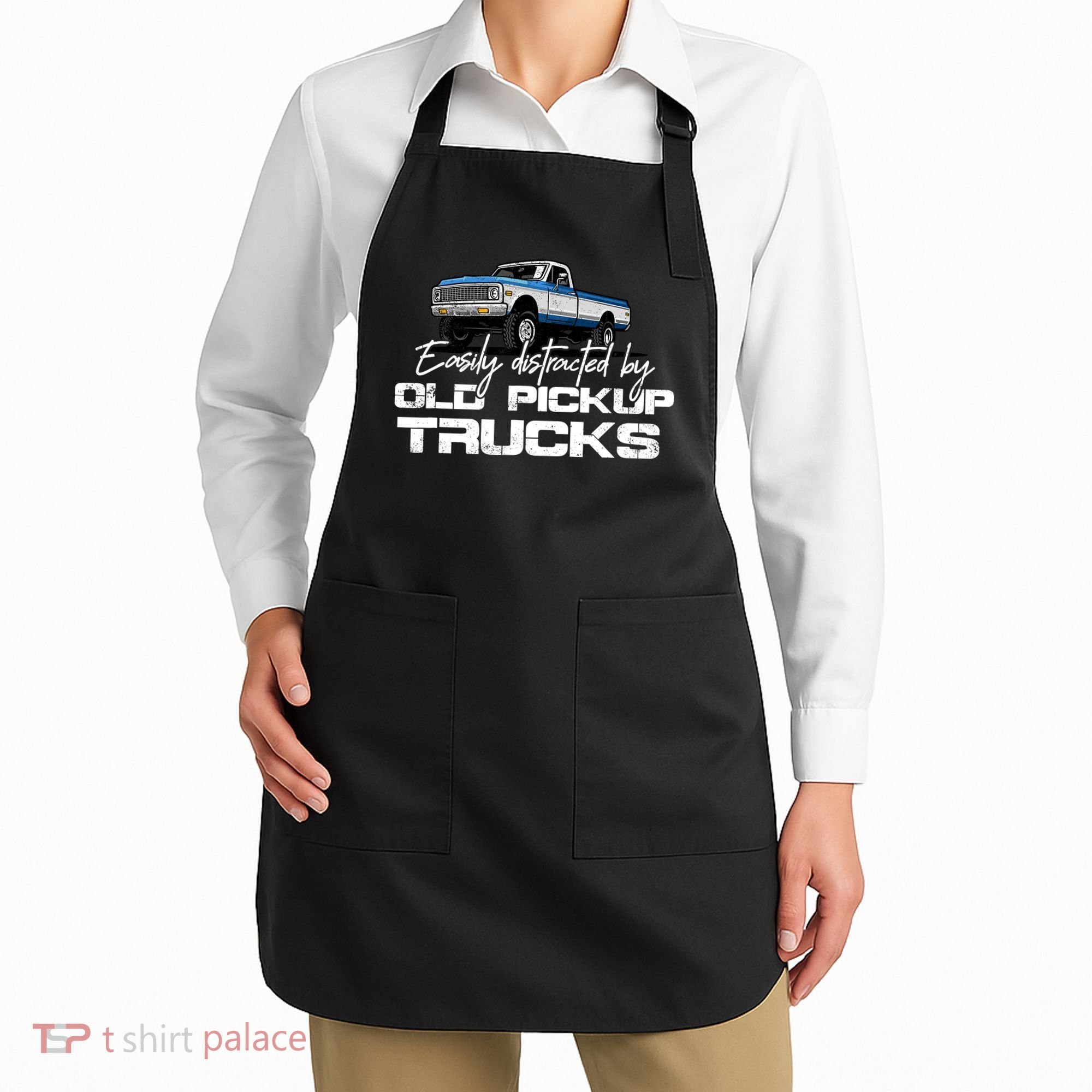 Easily Distracted By Old Pickup Trucks For Retro Apron