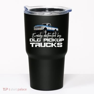 Easily Distracted By Old Pickup Trucks For Retro Tumbler
