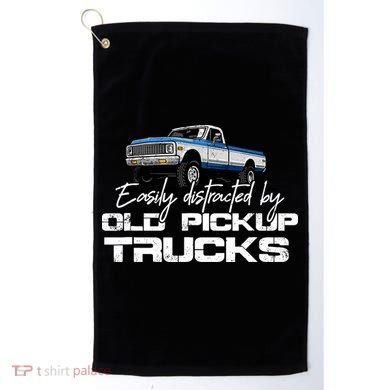 Easily Distracted By Old Pickup Trucks For Retro Golf Towel