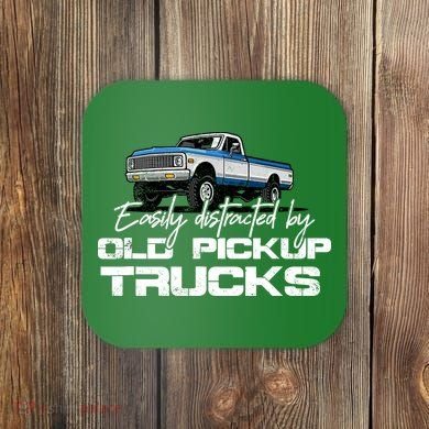 Easily Distracted By Old Pickup Trucks For Retro Coaster