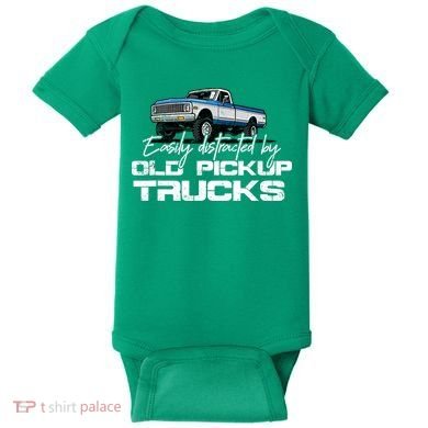Easily Distracted By Old Pickup Trucks For Retro Baby Bodysuit