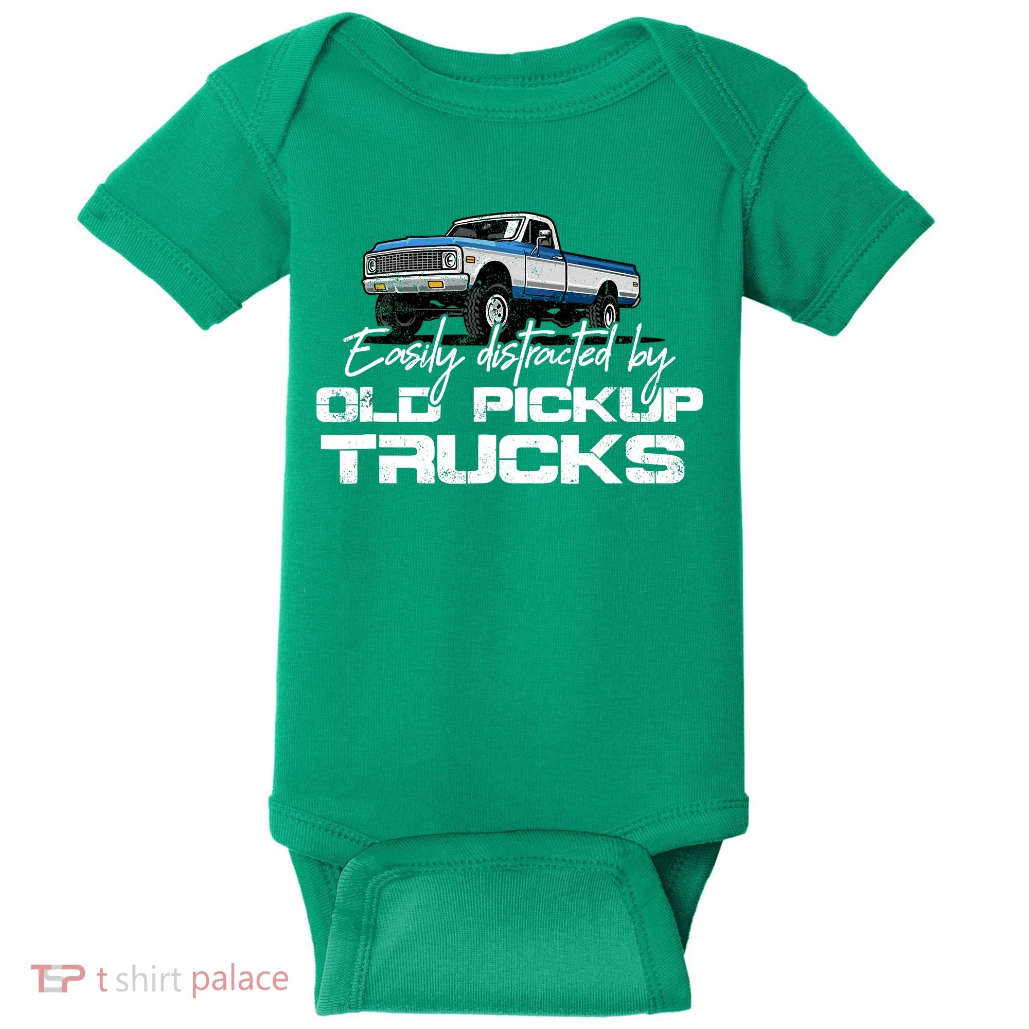 Easily Distracted By Old Pickup Trucks For Retro Baby Bodysuit