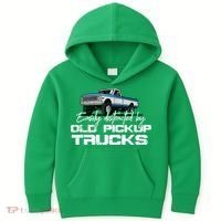 Easily Distracted By Old Pickup Trucks For Retro Kids Hoodie thumb 0