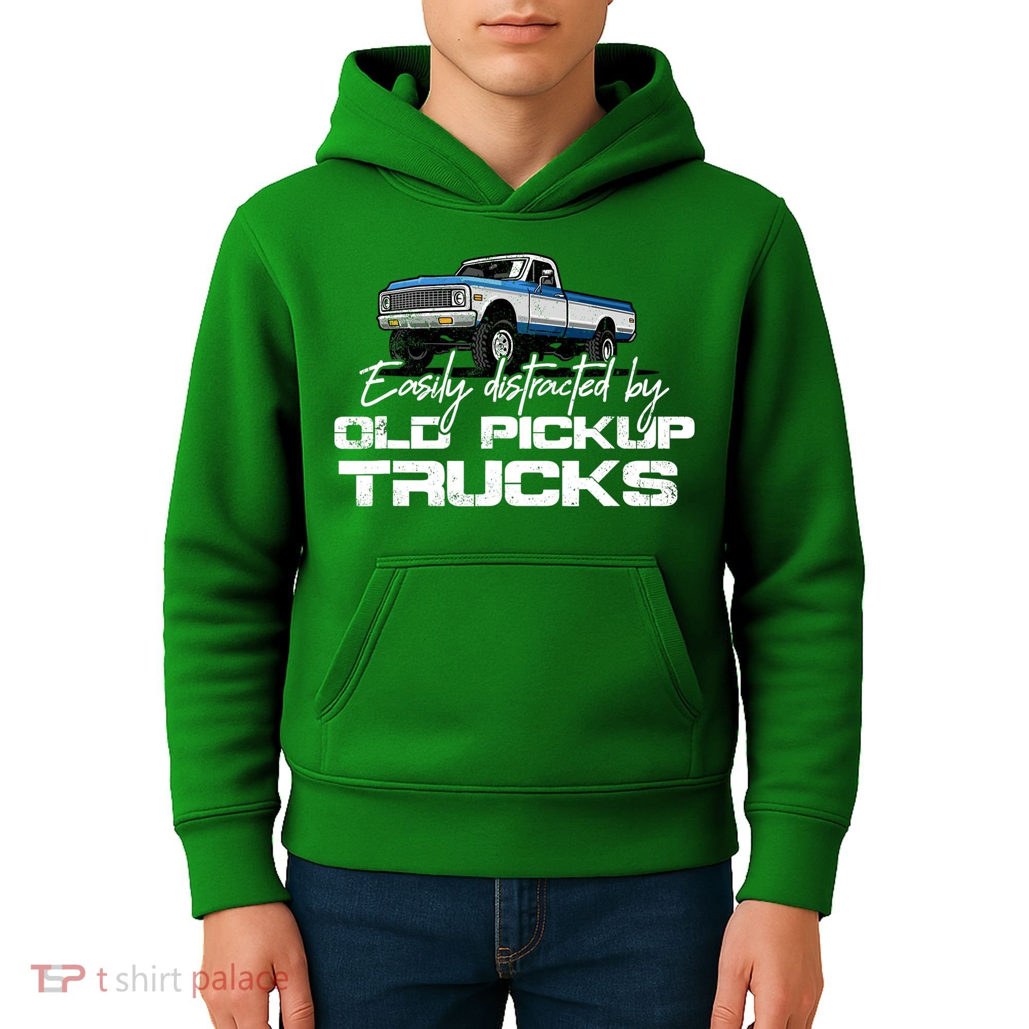 Easily Distracted By Old Pickup Trucks For Retro Kids Hoodie