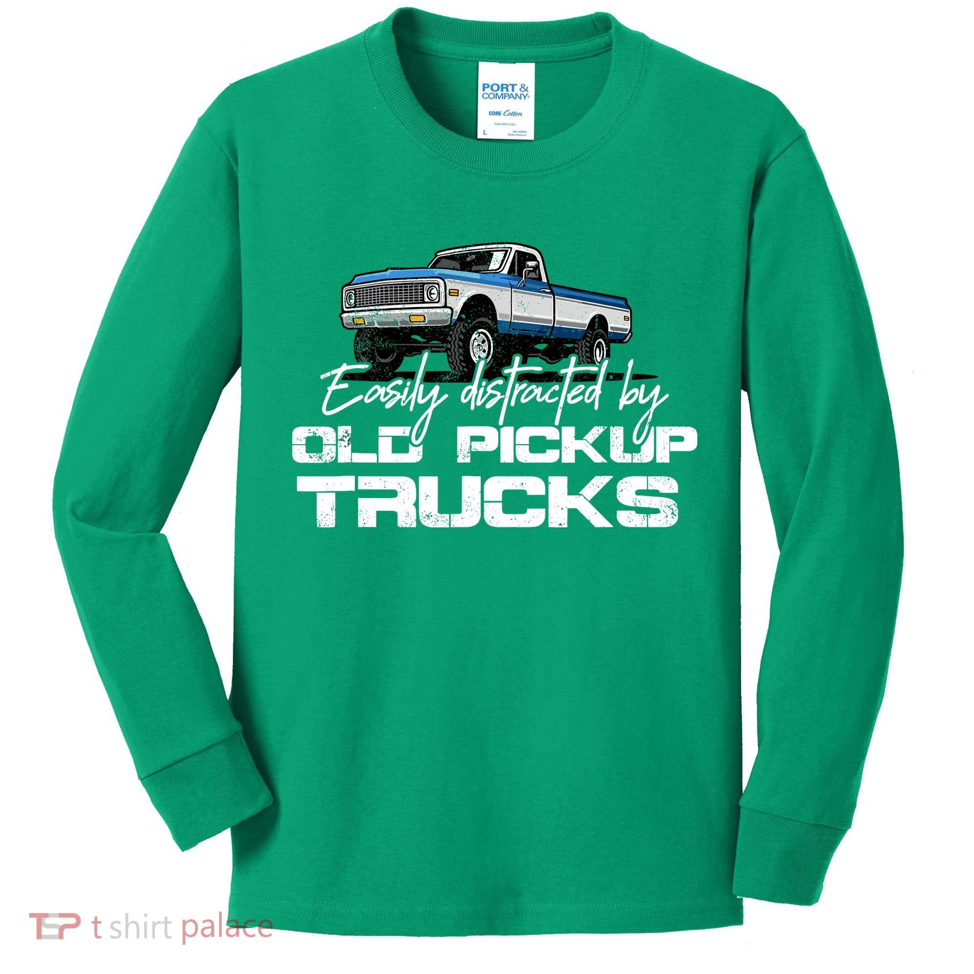 Easily Distracted By Old Pickup Trucks For Retro Kids Long Sleeve Shirt