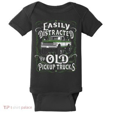 Easily Distracted By Old Pickup Trucks Baby Bodysuit