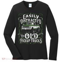 Easily Distracted By Old Pickup Trucks Women's Long Sleeve Shirt thumb 0