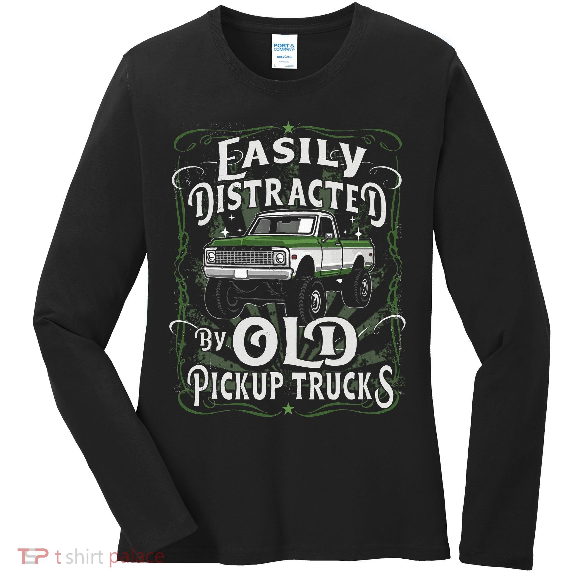 Easily Distracted By Old Pickup Trucks Women's Long Sleeve Shirt
