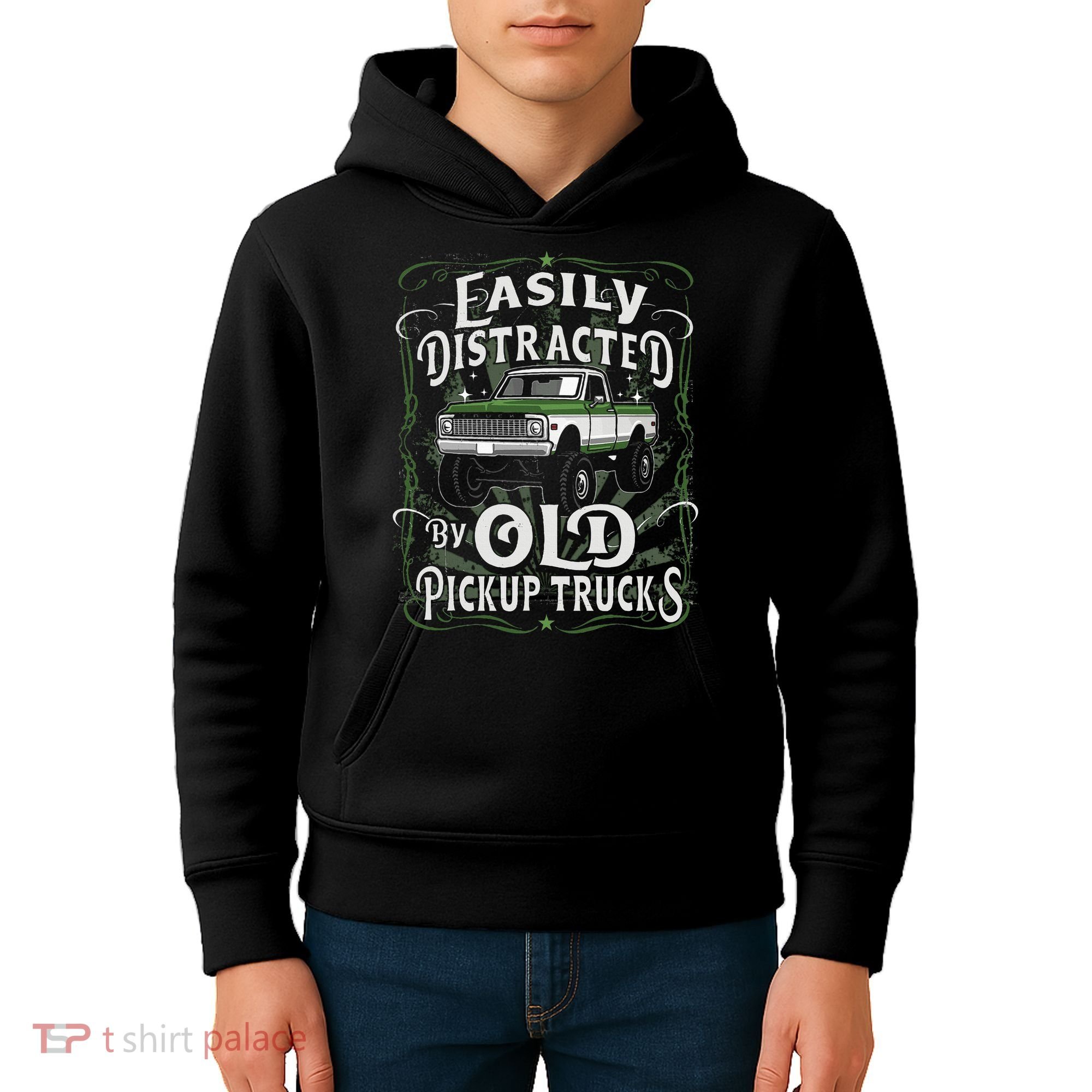 Easily Distracted By Old Pickup Trucks Kids Hoodie