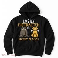 Easily Distracted By Sloths Dogs Animal Lover Women Hoodie thumb 0