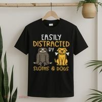 Easily Distracted By Sloths Dogs Animal Lover Women T-Shirt thumb 2