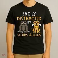 Easily Distracted By Sloths Dogs Animal Lover Women T-Shirt thumb 3