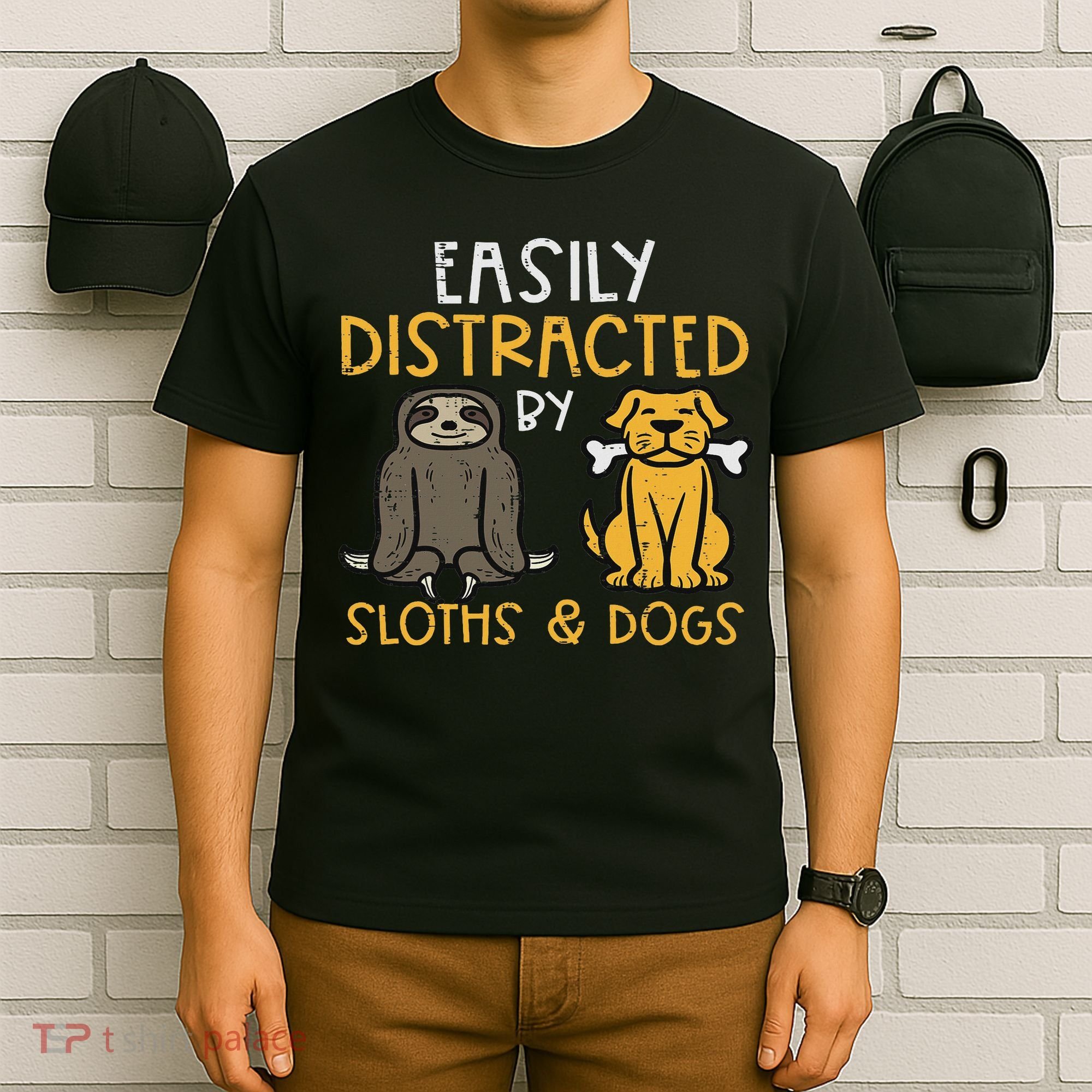 Easily Distracted By Sloths Dogs Animal Lover Women T-Shirt