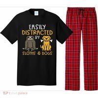 Easily Distracted By Sloths Dogs Animal Lover Women Pajama Set thumb 0