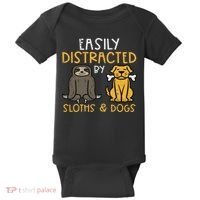 Easily Distracted By Sloths Dogs Animal Lover Women Baby Bodysuit thumb 0