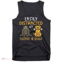 Easily Distracted By Sloths Dogs Animal Lover Women Tank Top thumb 0