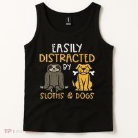 Easily Distracted By Sloths Dogs Animal Lover Women Tank Top thumb 2