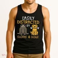 Easily Distracted By Sloths Dogs Animal Lover Women Tank Top thumb 3