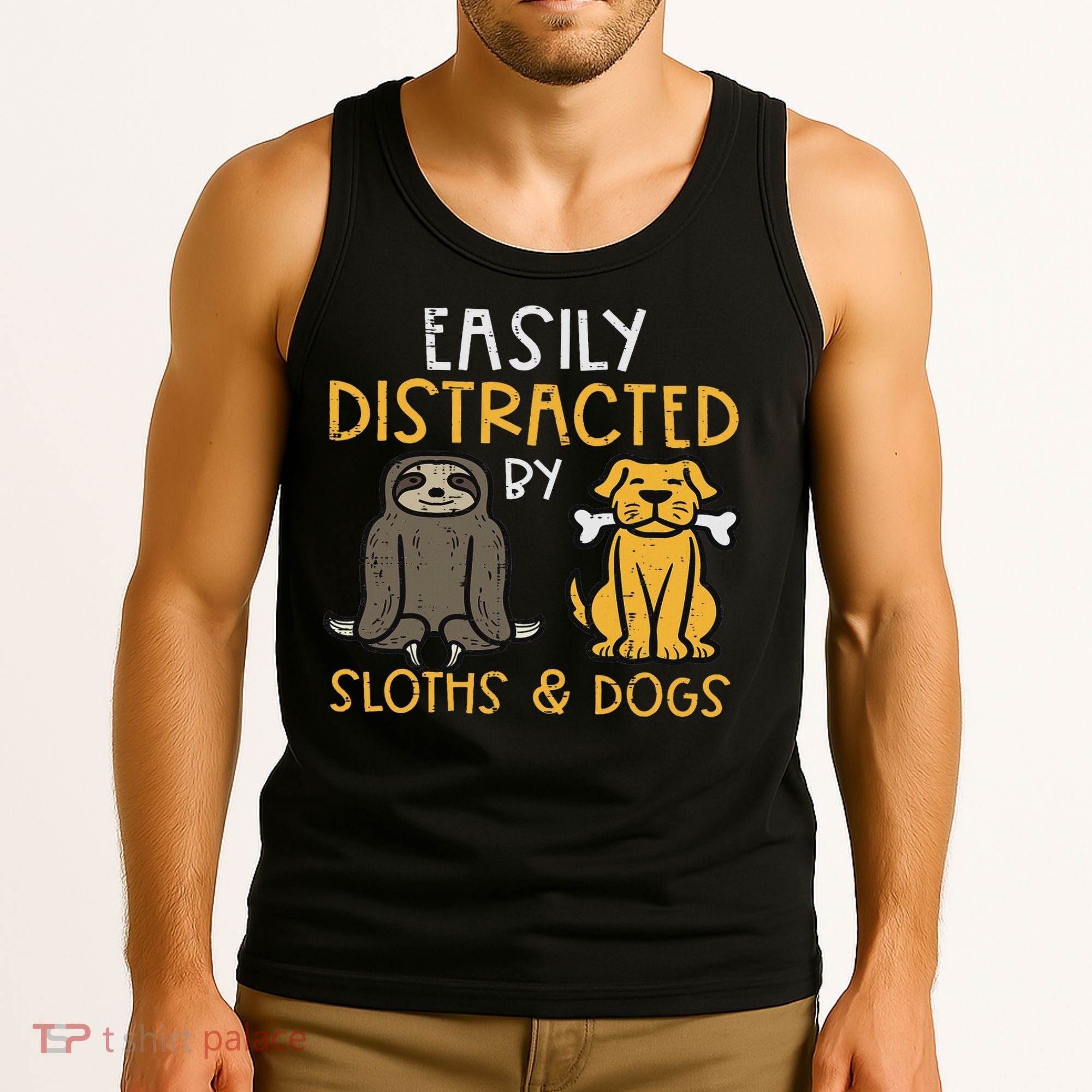 Easily Distracted By Sloths Dogs Animal Lover Women Tank Top